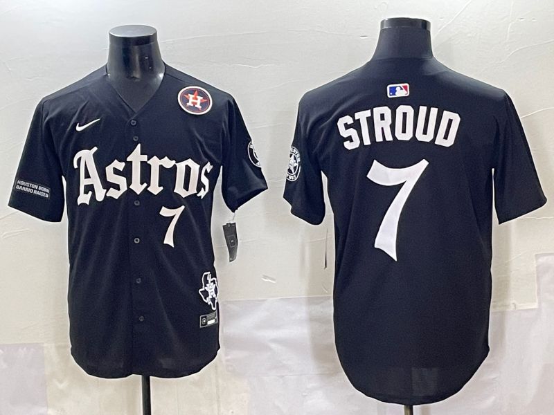 Men 2025 Houston Astros 7 Stroud Black Five generations Joint Name Nike MLB Jersey style 10